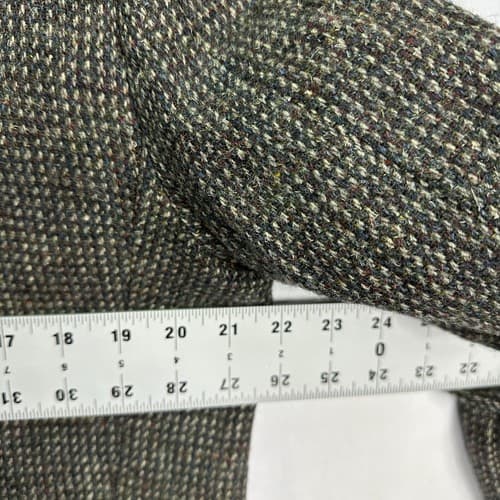 Vintage MILNBURN TWEED Mens 42 R Blazer Sport Coat Gray Textured Leather Button - Thumbnail 9