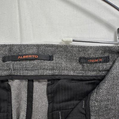 Alberto Lou-J Dress Pants Mens 32 X 32 Gray Two-Tone Wool Look Herringbone NEW - Thumbnail 6