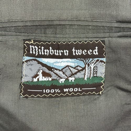 Vintage MILNBURN TWEED Mens 42 R Blazer Sport Coat Gray Textured Leather Button - Thumbnail 7