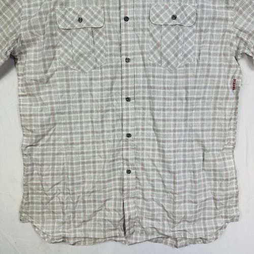 Diesel Shirt Mens Medium Gray Plaid Button Down Short Sleeve 2-Pocket Casual - Thumbnail 4