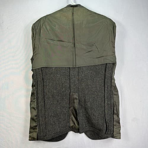 Vintage MILNBURN TWEED Mens 42 R Blazer Sport Coat Gray Textured Leather Button - Thumbnail 8