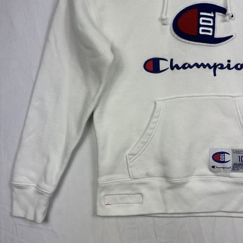 CHAMPION Pullover Hoodie Mens Small Century Collection Long Sleeve 3D Logo - Thumbnail 4