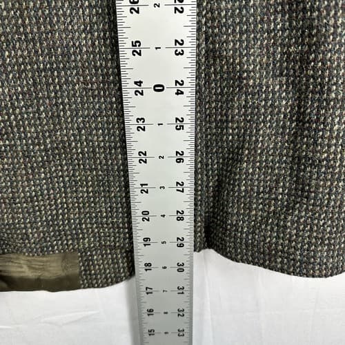 Vintage MILNBURN TWEED Mens 42 R Blazer Sport Coat Gray Textured Leather Button - Thumbnail 11