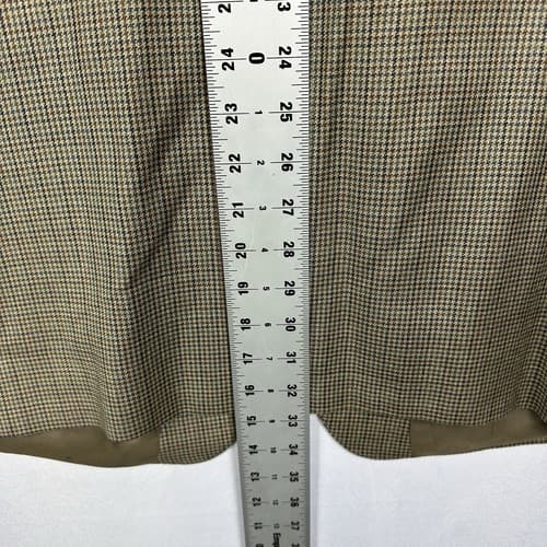Lauren Ralph Lauren Silk Wool Houndstooth Blazer Mens 46 L Brown Suit Jacket - Thumbnail 11