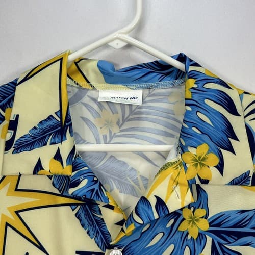 Tampa Bay Rays Hawaiian Shirt Mens Medium Blue Yellow Floral Dave Wills MLB S/S - Thumbnail 7