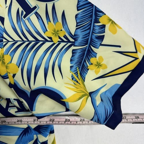 Tampa Bay Rays Hawaiian Shirt Mens Medium Blue Yellow Floral Dave Wills MLB S/S - Thumbnail 9