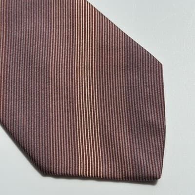 Vintage B Altman Mens 100% Silk Tie Purple Striped Necktie 80s 3.5" x 58.5" - Thumbnail 3