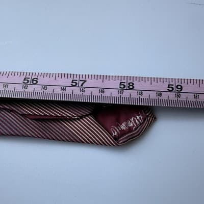 Vintage B Altman Mens 100% Silk Tie Purple Striped Necktie 80s 3.5" x 58.5" - Thumbnail 7