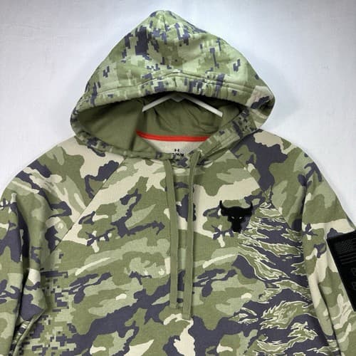 Under Armour Project Rock Hoodie Mens Medium Veterans Day Green Camo Pullover - Thumbnail 7