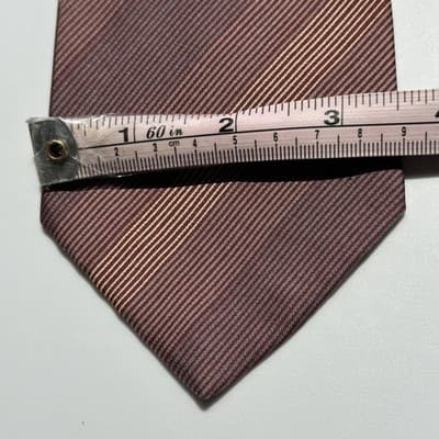 Vintage B Altman Mens 100% Silk Tie Purple Striped Necktie 80s 3.5" x 58.5" - Thumbnail 6