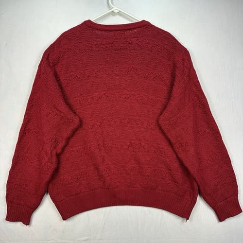 Vintage Izod Mens XL Sweater Crewneck Red Cable Knit Pullover Long Sleeve USA - Thumbnail 3