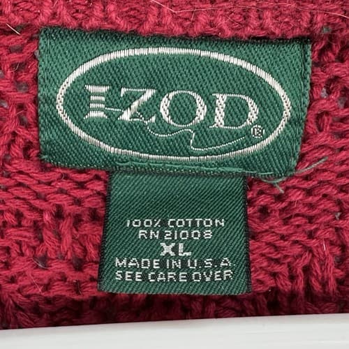Vintage Izod Mens XL Sweater Crewneck Red Cable Knit Pullover Long Sleeve USA - Thumbnail 4