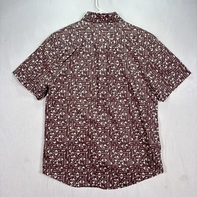 Katin Shirt Mens Medium Purple White Geometric Short Sleeve Button Up Cotton - Thumbnail 3