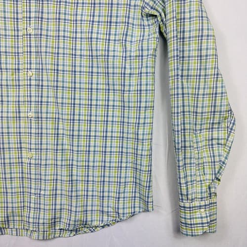 Mason’s Ems Shirt Mens Medium Blue Green Plaid Button Up Long Sleeve Made Italy - Thumbnail 3