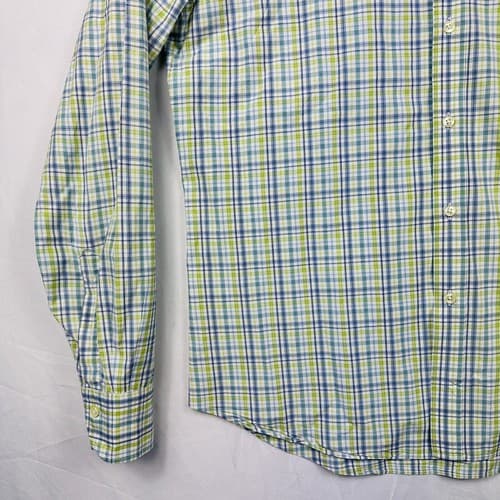Mason’s Ems Shirt Mens Medium Blue Green Plaid Button Up Long Sleeve Made Italy - Thumbnail 4