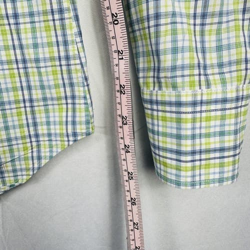 Mason’s Ems Shirt Mens Medium Blue Green Plaid Button Up Long Sleeve Made Italy - Thumbnail 11
