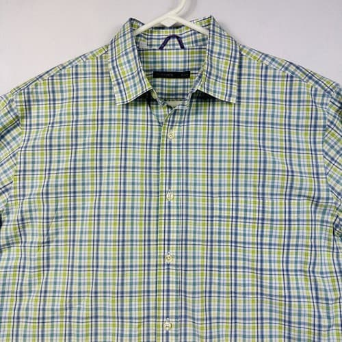 Mason’s Ems Shirt Mens Medium Blue Green Plaid Button Up Long Sleeve Made Italy - Thumbnail 5