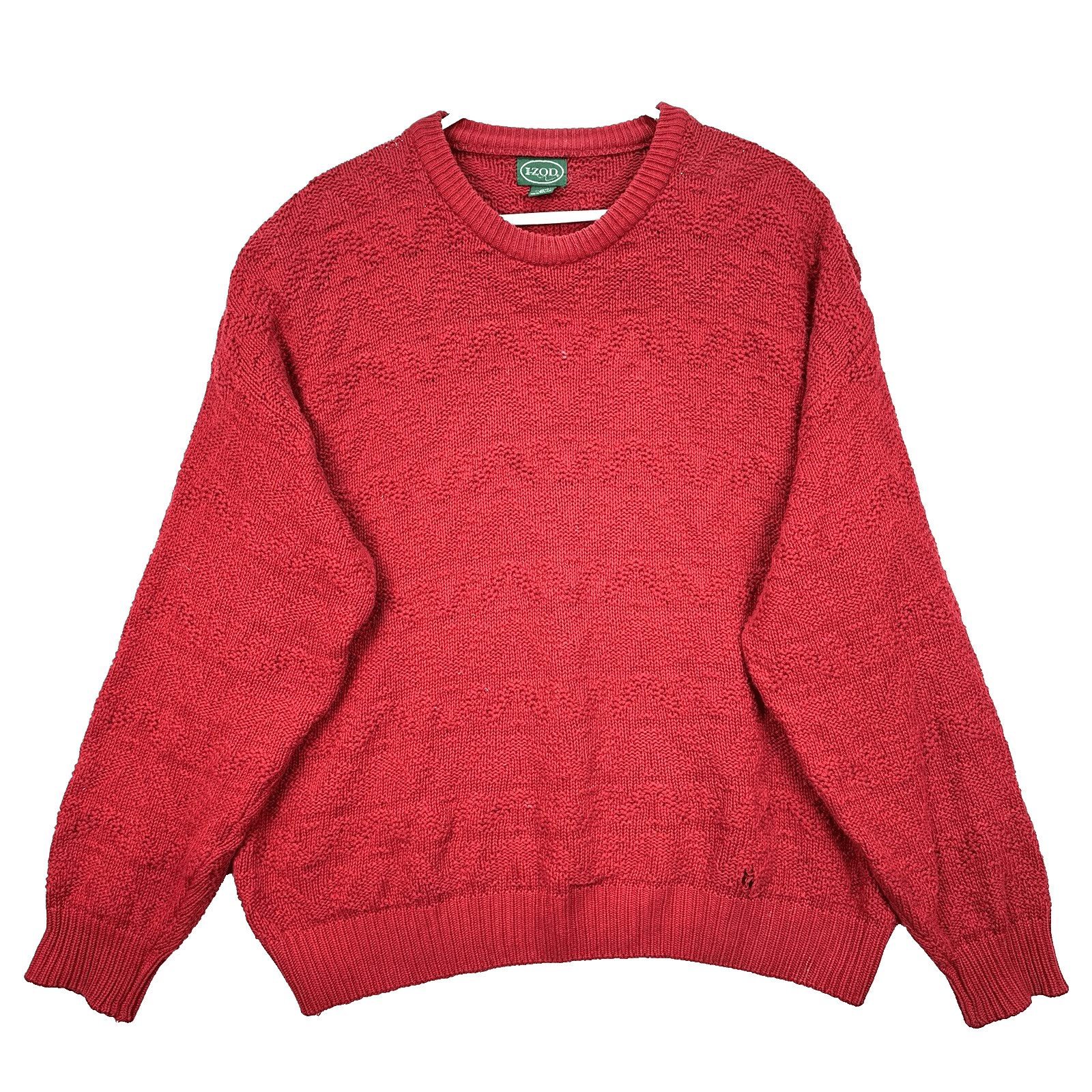 Vintage Izod Mens XL Sweater Crewneck Red Cable Knit Pullover Long Sleeve USA - Image 1