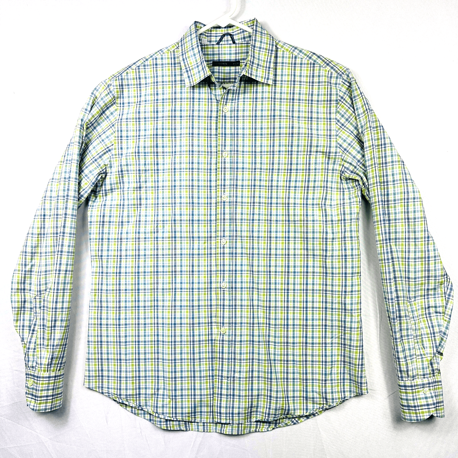 Mason’s Ems Shirt Mens Medium Blue Green Plaid Button Up Long Sleeve Made Italy - Image 1