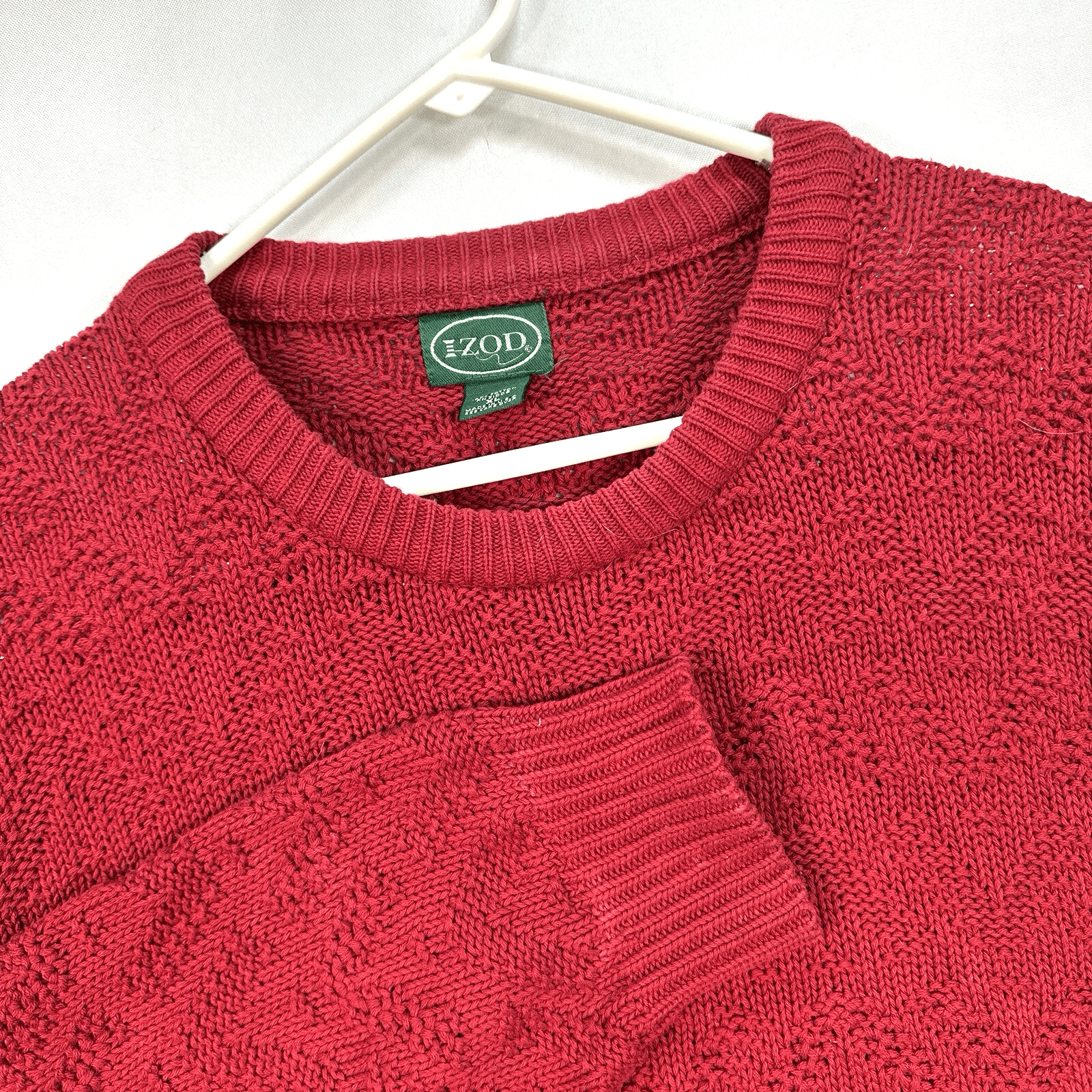 Vintage Izod Mens XL Sweater Crewneck Red Cable Knit Pullover Long Sleeve USA - Thumbnail 2