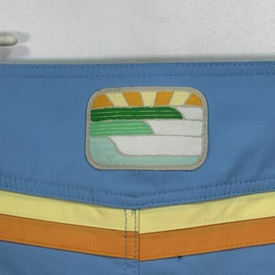 Greenlines Surf Board Shorts Mens 40 Blue Yellow Striped Swim Trunks 8" USA - Thumbnail 5