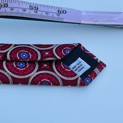Barneys New York Silk Tie Red Medallion Geometric Necktie Formal Classic XL Long - Thumbnail 7