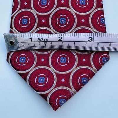Barneys New York Silk Tie Red Medallion Geometric Necktie Formal Classic XL Long - Thumbnail 6