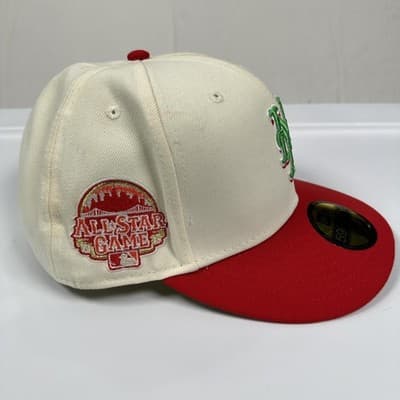 All Star New York Mets Hat Cap Fitted Mens 7 1/2 Cream Red MLB Baseball New Era - Thumbnail 4
