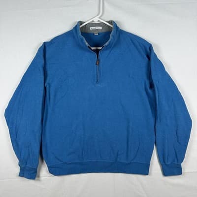 Peter Millar 1/4 Zip Pullover Mens Medium Sweatshirt Blue Mock Neck Cotton - Thumbnail 2