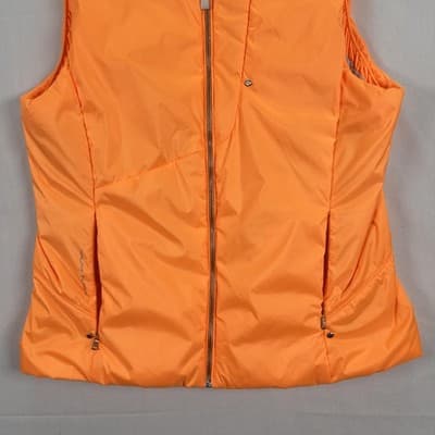 RLX Ralph Lauren Golf Vest Womens Medium Orange Quilted Puffer Full Zip EUC - Thumbnail 4
