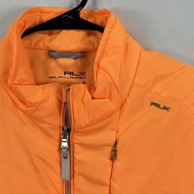 RLX Ralph Lauren Golf Vest Womens Medium Orange Quilted Puffer Full Zip EUC - Thumbnail 5