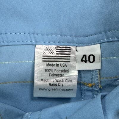 Greenlines Surf Board Shorts Mens 40 Blue Yellow Striped Swim Trunks 8" USA - Thumbnail 3