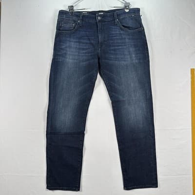 Mavi Marcus Jeans Men 36 x 32 Dark Wash Blue Denim Slim Straight Leg Stretch NEW - Thumbnail 3