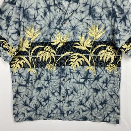Winnie Fashion Hawaiian Shirt Mens 2XL Button Short Sleeve Blue Floral Aloha USA - Thumbnail 3