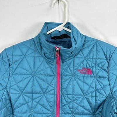 North Face Tamburello Jacket Womens Small Blue Quilted Full Zip Insulated EUC - Thumbnail 2