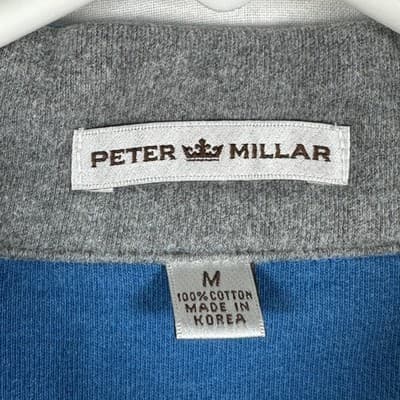 Peter Millar 1/4 Zip Pullover Mens Medium Sweatshirt Blue Mock Neck Cotton - Thumbnail 6
