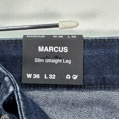 Mavi Marcus Jeans Men 36 x 32 Dark Wash Blue Denim Slim Straight Leg Stretch NEW - Thumbnail 8