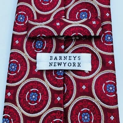 Barneys New York Silk Tie Red Medallion Geometric Necktie Formal Classic XL Long - Thumbnail 4