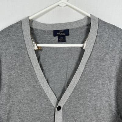 Brooks Brothers Cardigan Sweater Mens 2XL Gray Supima Cotton Knit Pockets - Thumbnail 3