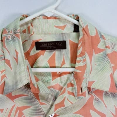 Lot 2 Tori Richard Honolulu Mens 2XL Cotton Lawn Tropical Tribal Aloha Shirts - Thumbnail 8