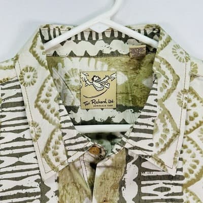 Lot 2 Tori Richard Honolulu Mens 2XL Cotton Lawn Tropical Tribal Aloha Shirts - Thumbnail 9