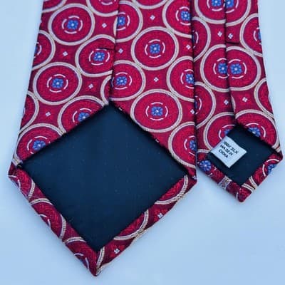 Barneys New York Silk Tie Red Medallion Geometric Necktie Formal Classic XL Long - Thumbnail 5