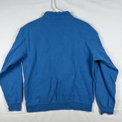 Peter Millar 1/4 Zip Pullover Mens Medium Sweatshirt Blue Mock Neck Cotton - Thumbnail 3