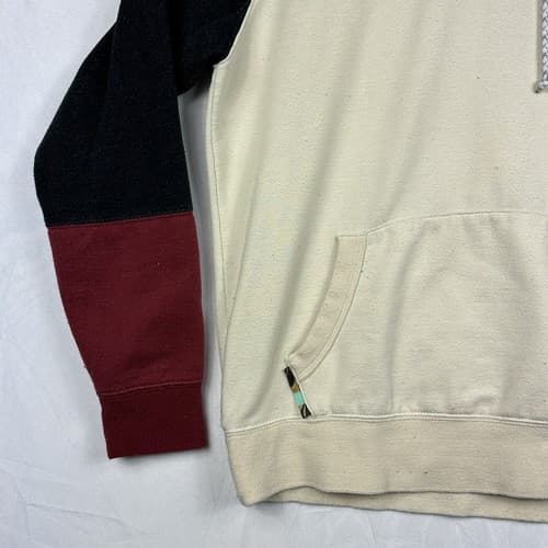 VISSLA Pullover Hoodie Mens Small Red Black White Colorblock Pouch Surf Sunset - Thumbnail 4