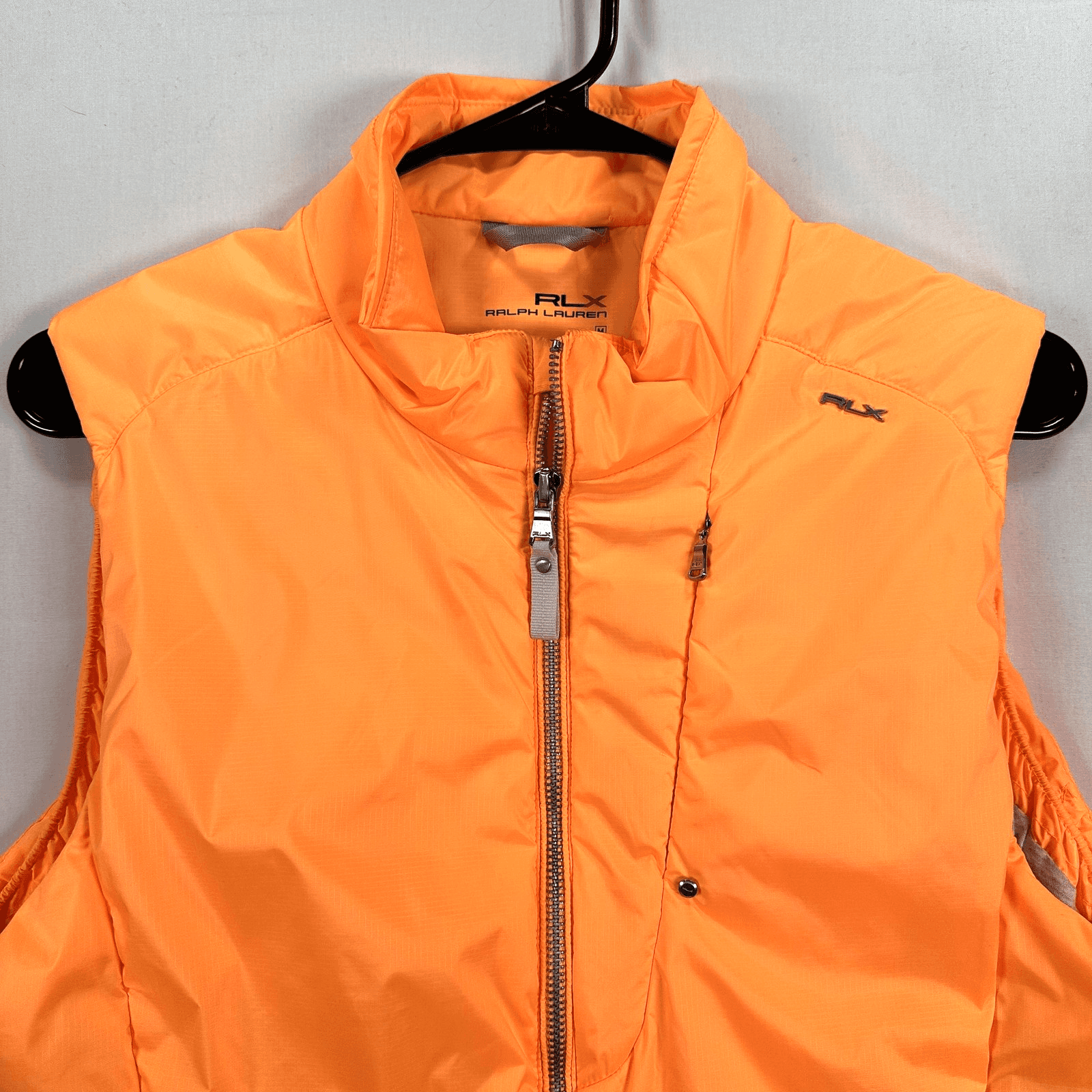 RLX Ralph Lauren Golf Vest Womens Medium Orange Quilted Puffer Full Zip EUC - Thumbnail 2