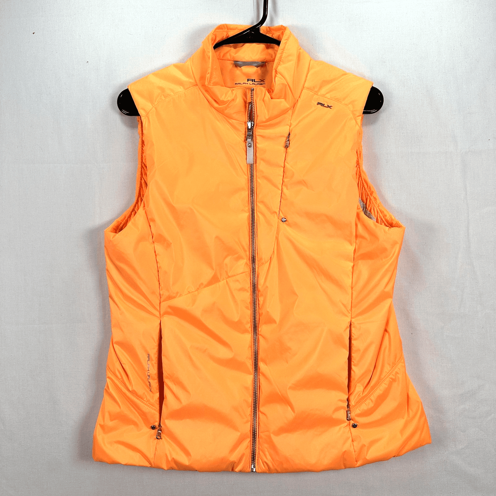 RLX Ralph Lauren Golf Vest Womens Medium Orange Quilted Puffer Full Zip EUC - Image 1
