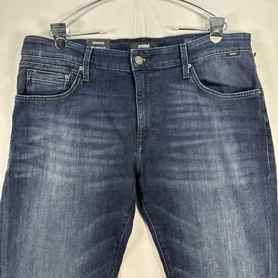 Mavi Marcus Jeans Men 36 x 32 Dark Wash Blue Denim Slim Straight Leg Stretch NEW - Thumbnail 4