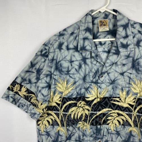 Winnie Fashion Hawaiian Shirt Mens 2XL Button Short Sleeve Blue Floral Aloha USA - Thumbnail 5