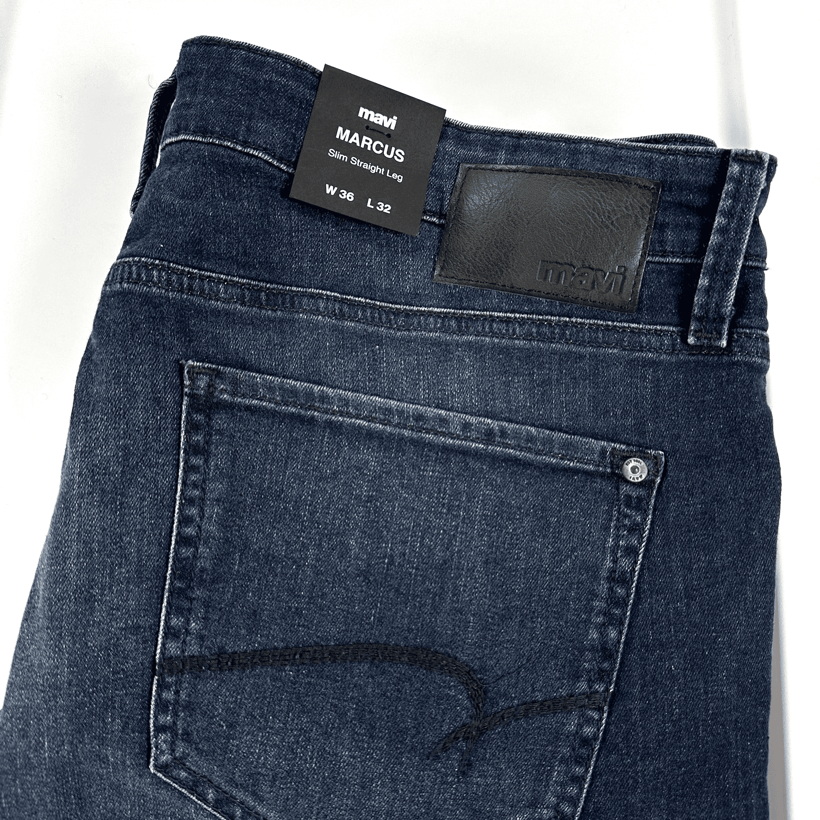 Mavi Marcus Jeans Men 36 x 32 Dark Wash Blue Denim Slim Straight Leg Stretch NEW - Image 1