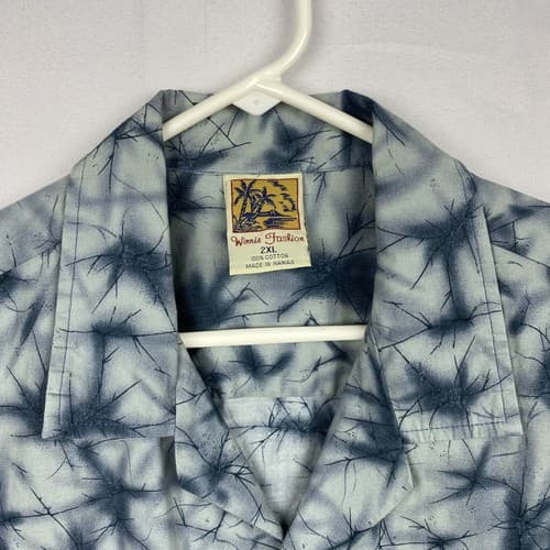 Winnie Fashion Hawaiian Shirt Mens 2XL Button Short Sleeve Blue Floral Aloha USA - Thumbnail 7